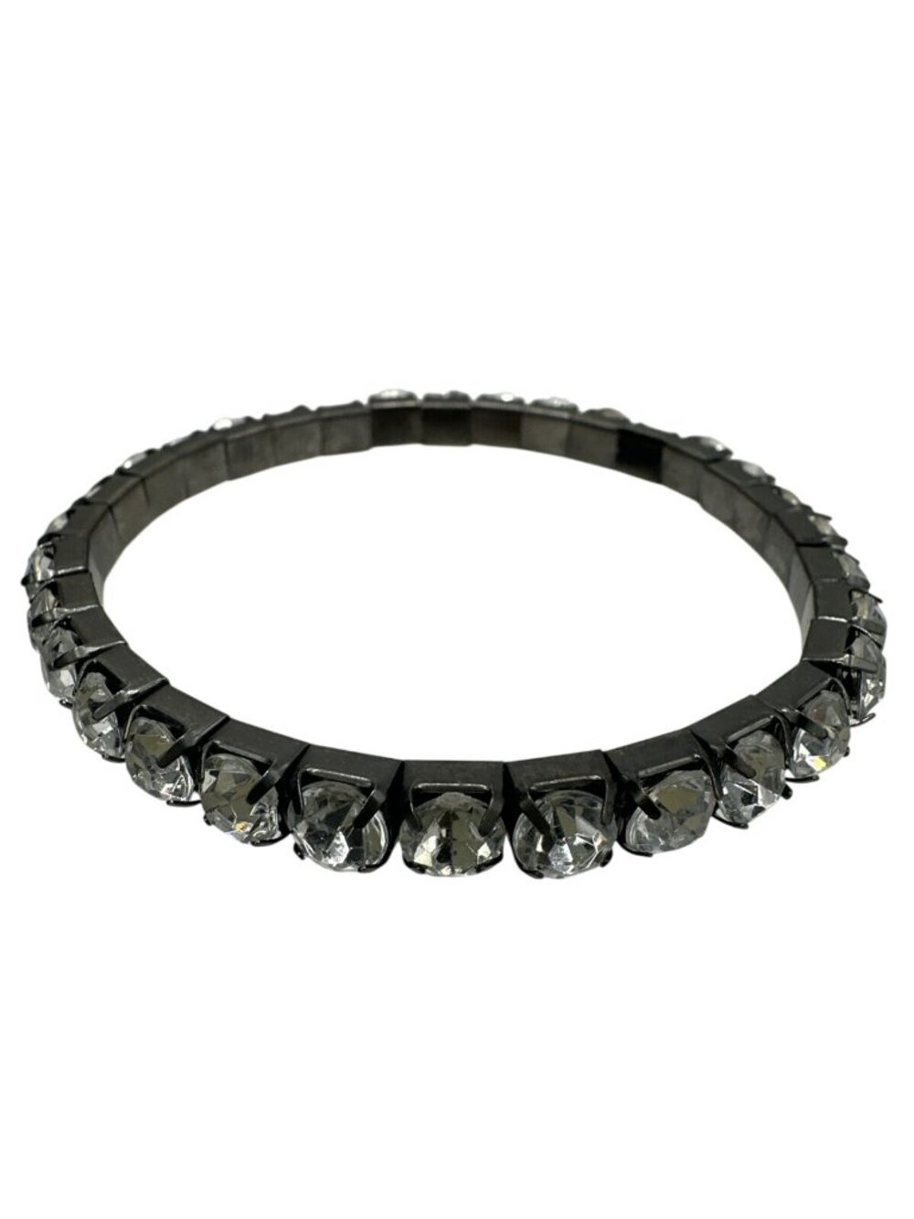 Rhinestone Bracelet Stretch Costume Jewelry Vintage White Goth Statement Bling
